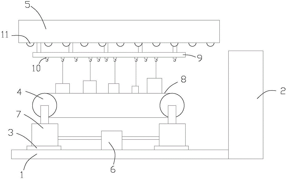 Multi-environment fatigue property testing device for cloth used for conveyor belt