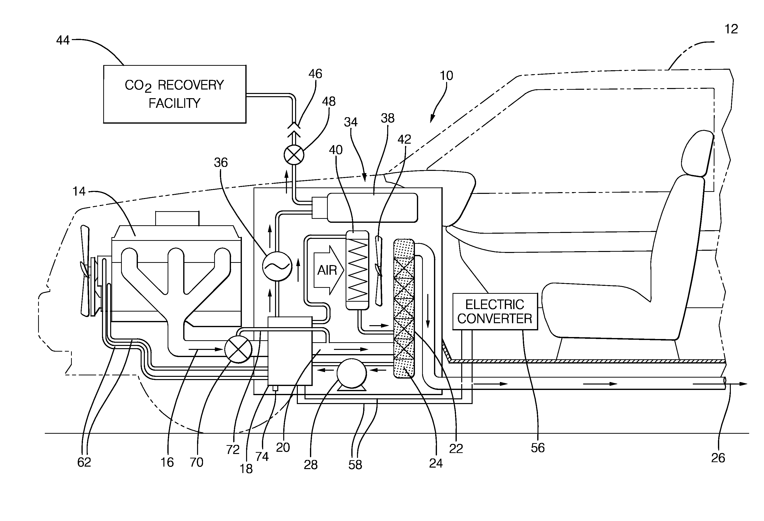 Heat exchanger equipped with thermal electric device for engine exhaust carbon dioxide collection system