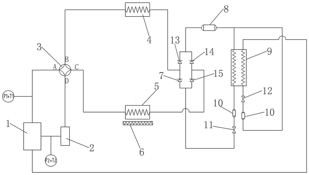 Vehicle heat pump air conditioner with pressure sensors