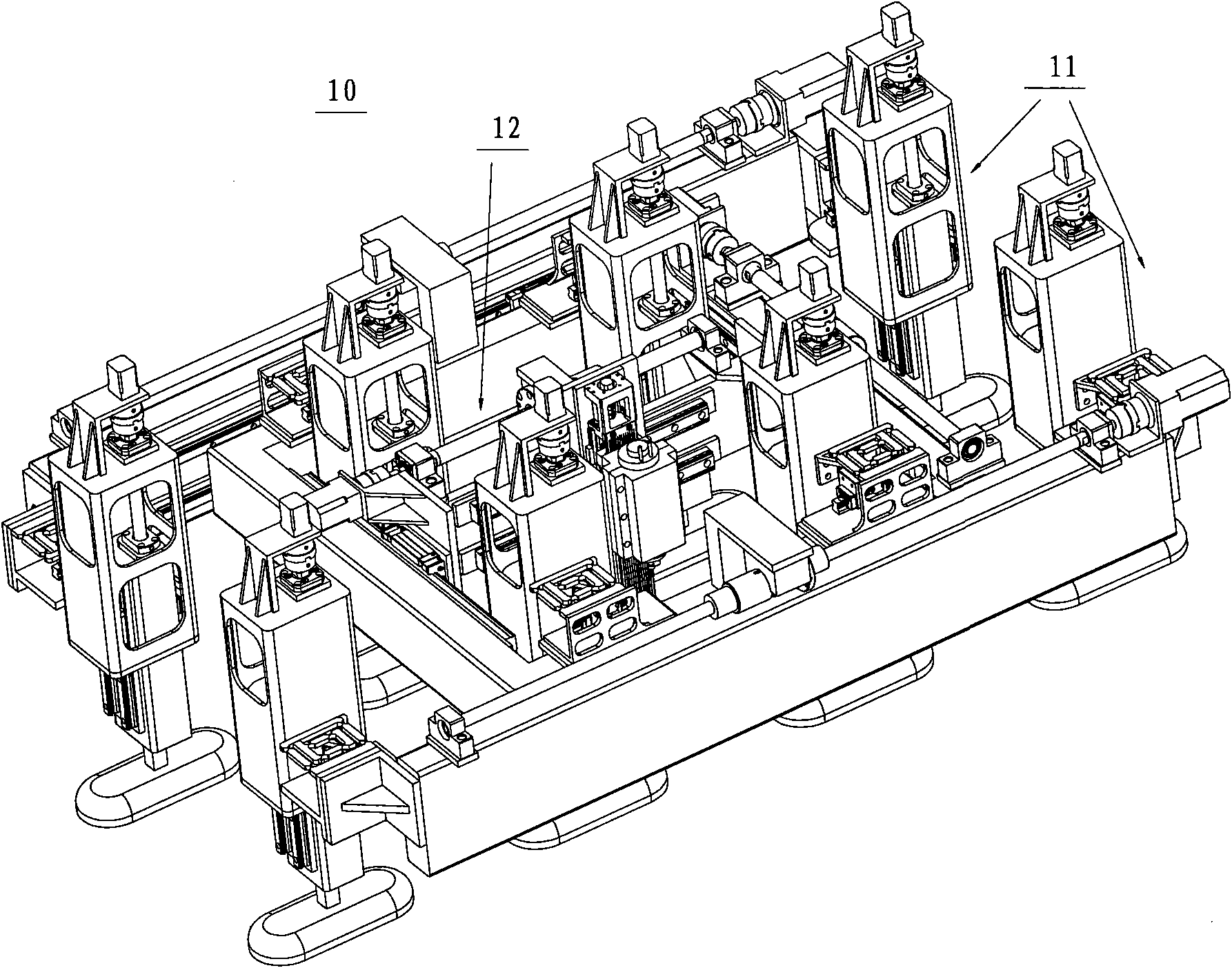 Walking and positioning device for walking and positioning on workpiece