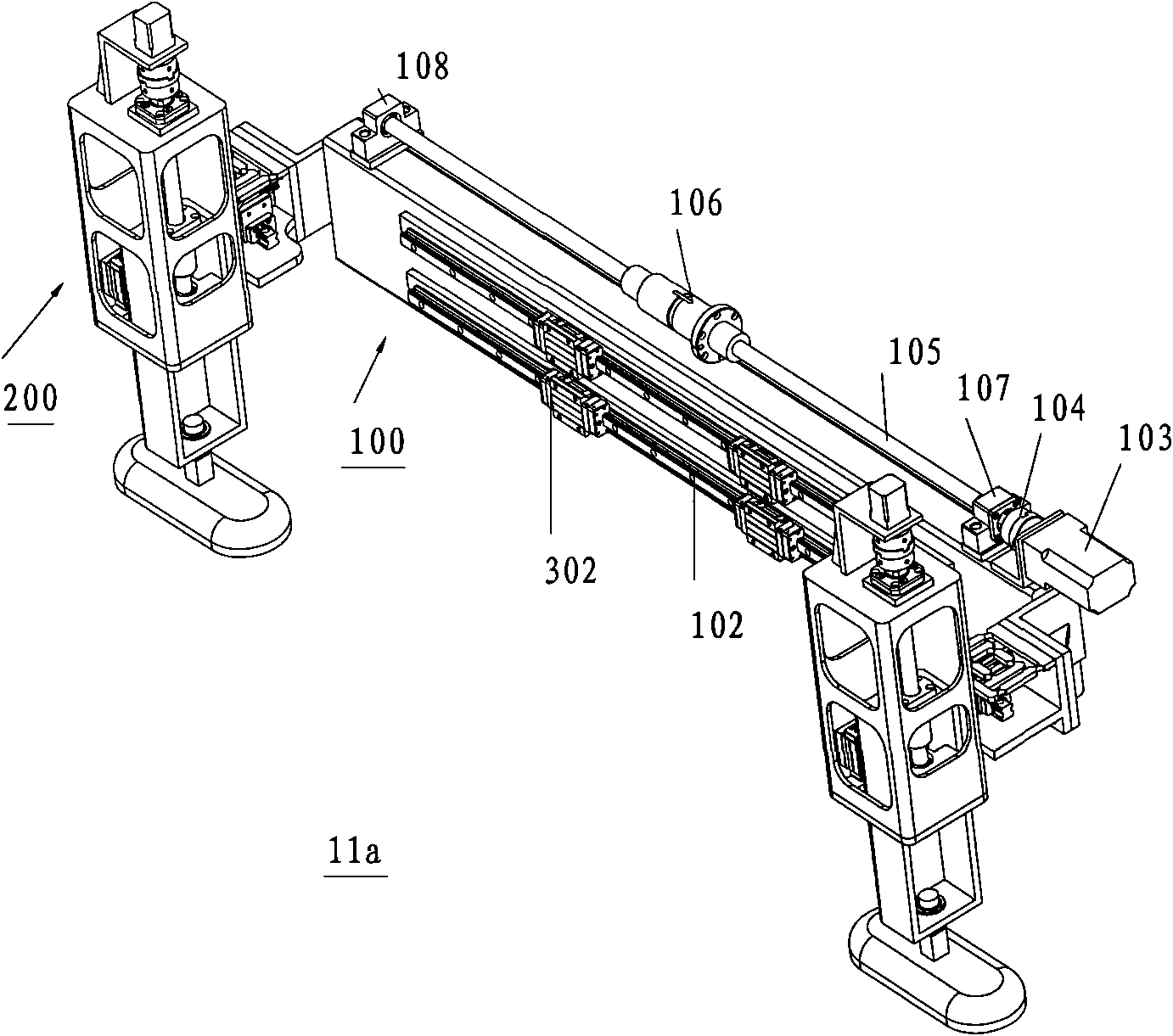 Walking and positioning device for walking and positioning on workpiece