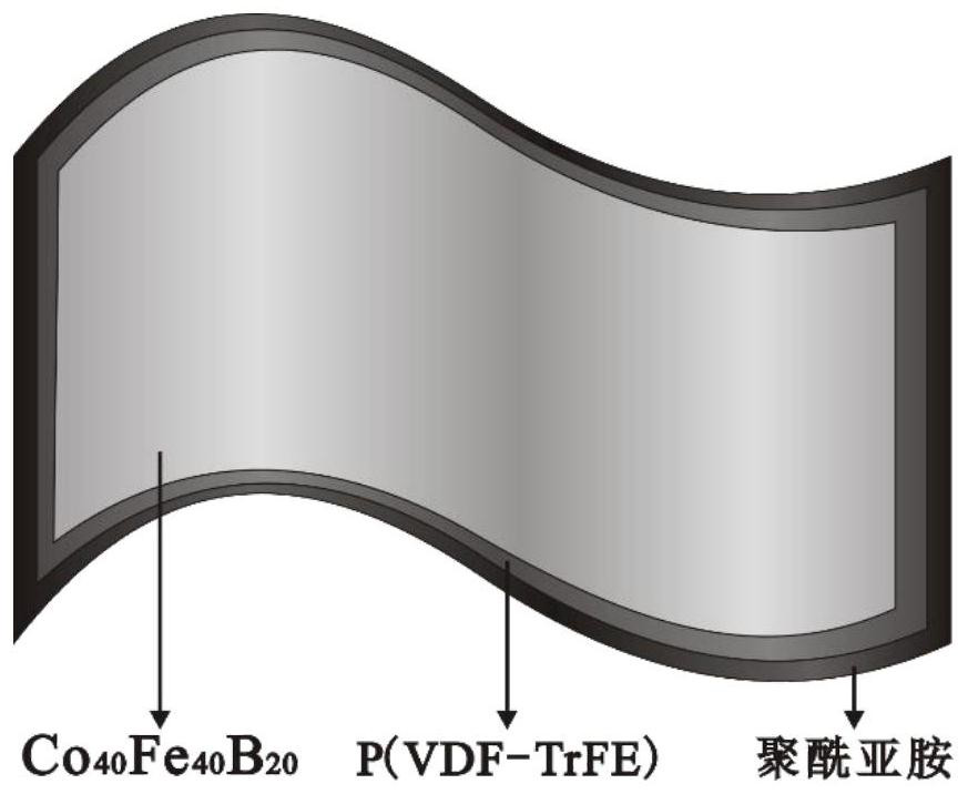 Graphene-doped full-flexible magnetoelectric heterojunction and preparation method thereof