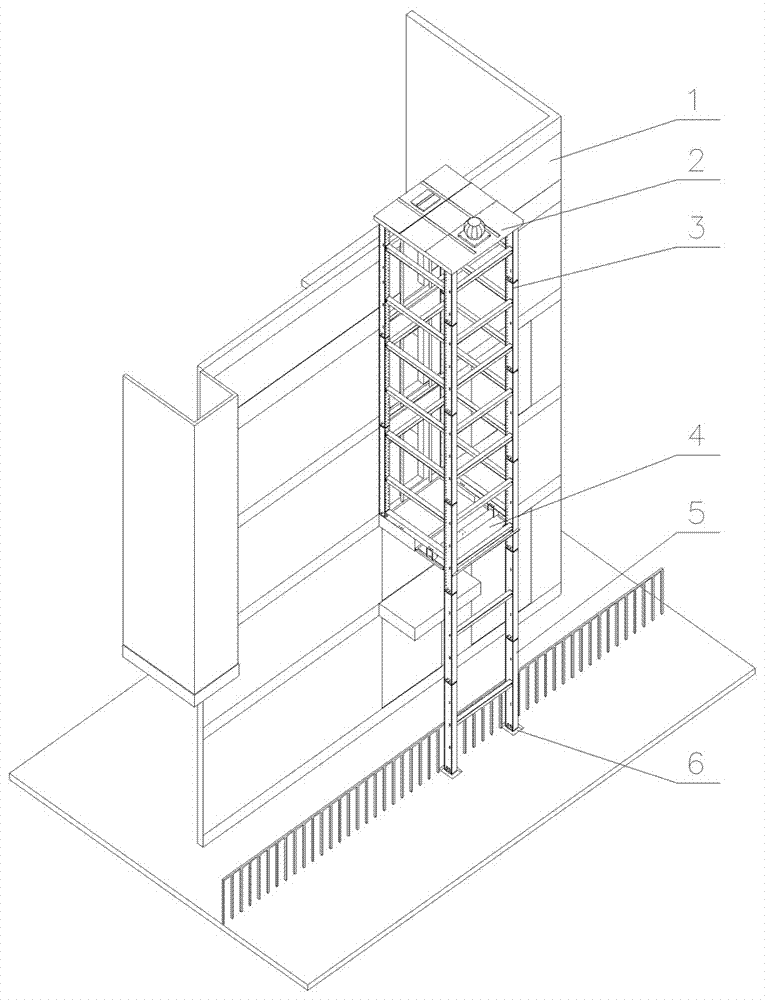 Elevator for duplex high-rise structure and outdoor hoistway of elevator