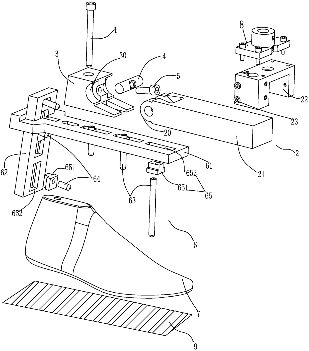 Clamping mechanism for shoe sole friction test equipment and friction test equipment