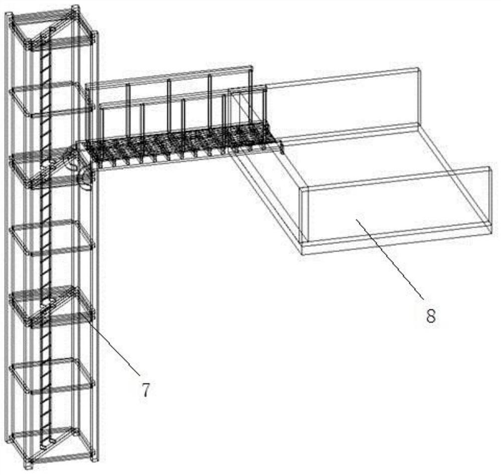 Portable temporary bridge for connecting tower crane with building