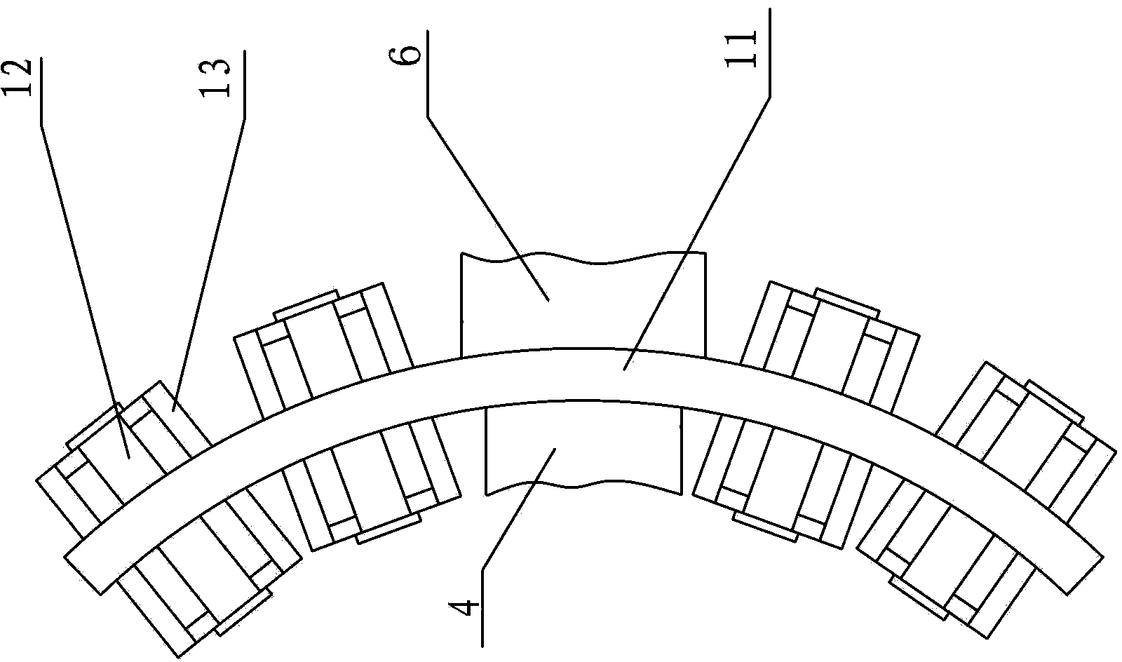 Horizontal type bending machine used for forming annular piece