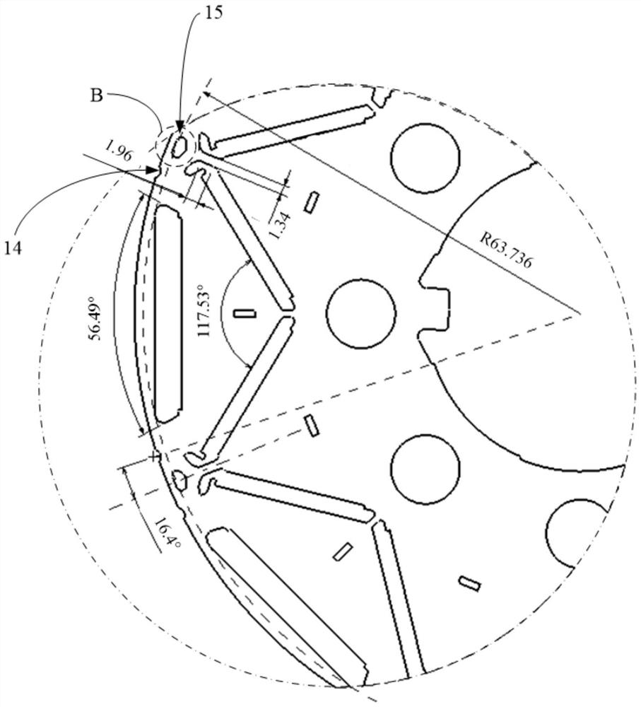 Motor rotor punching sheet and motor rotor assembly system