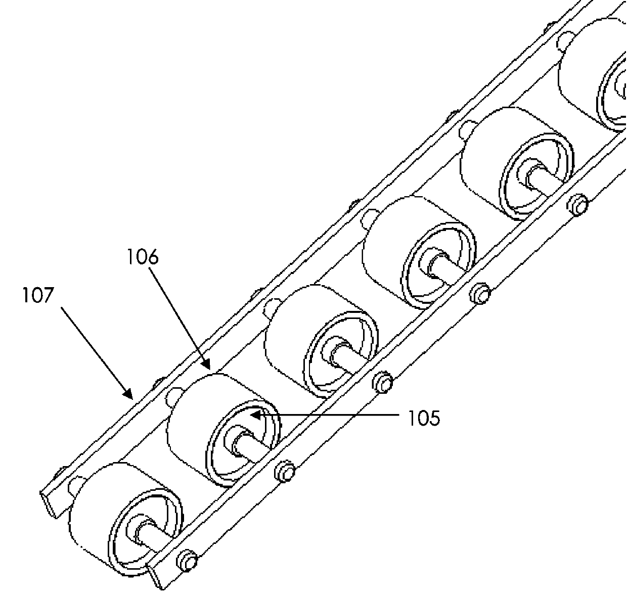 Telescopic roller conveyor and frame