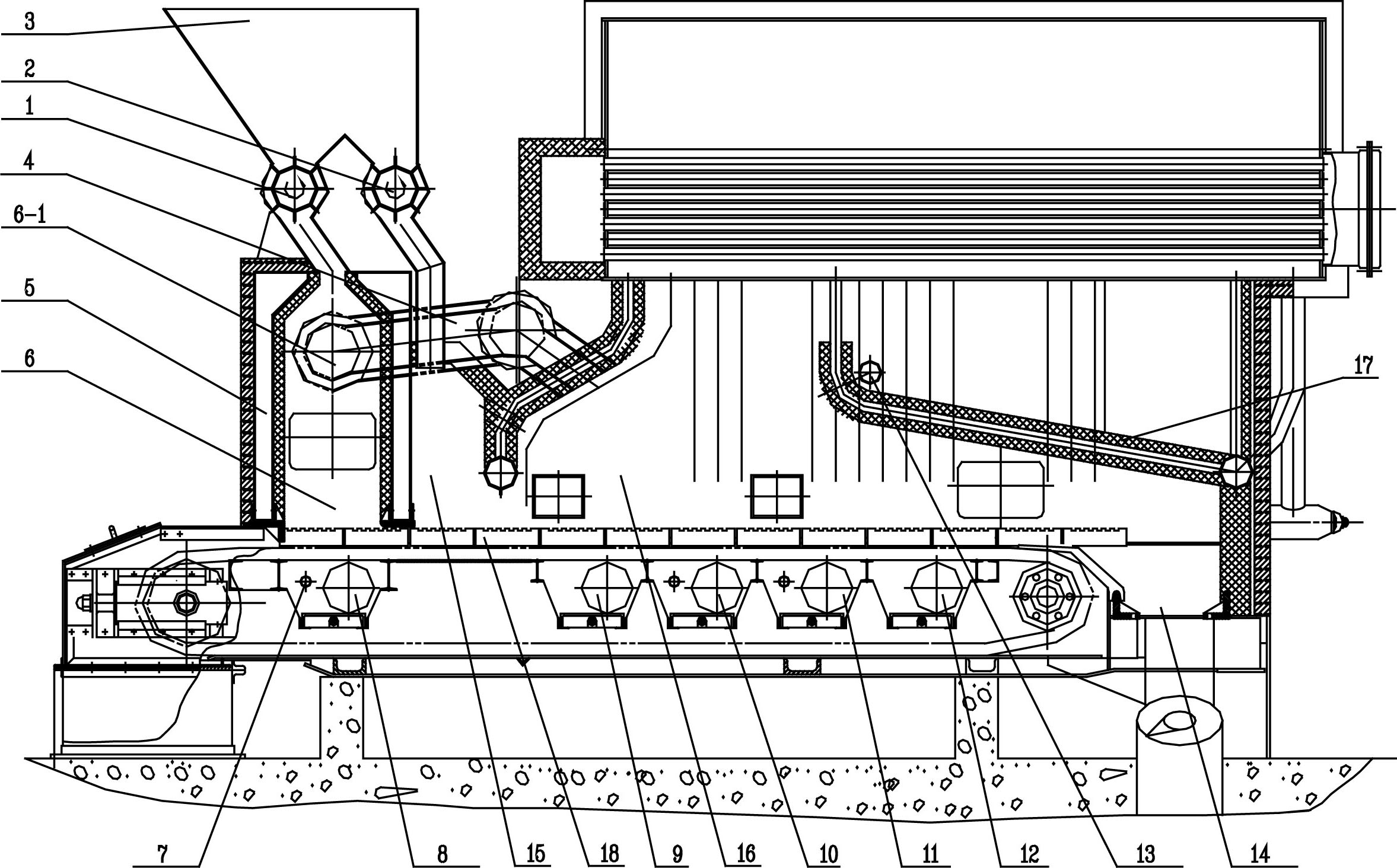 Biomass boiler capable of realizing combined combustion of synthesis gas and semicoke