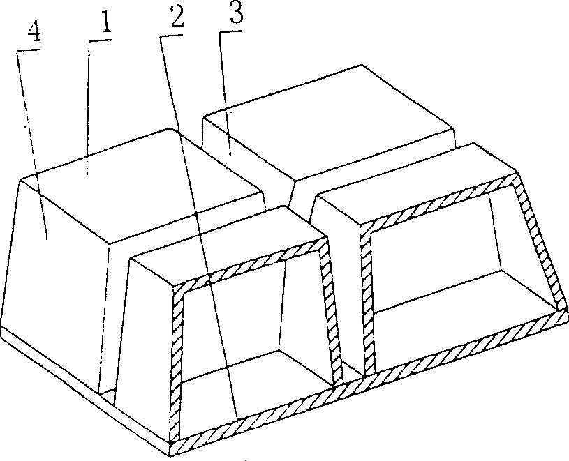 Comobined ribbed cavity member for spatial structure roof