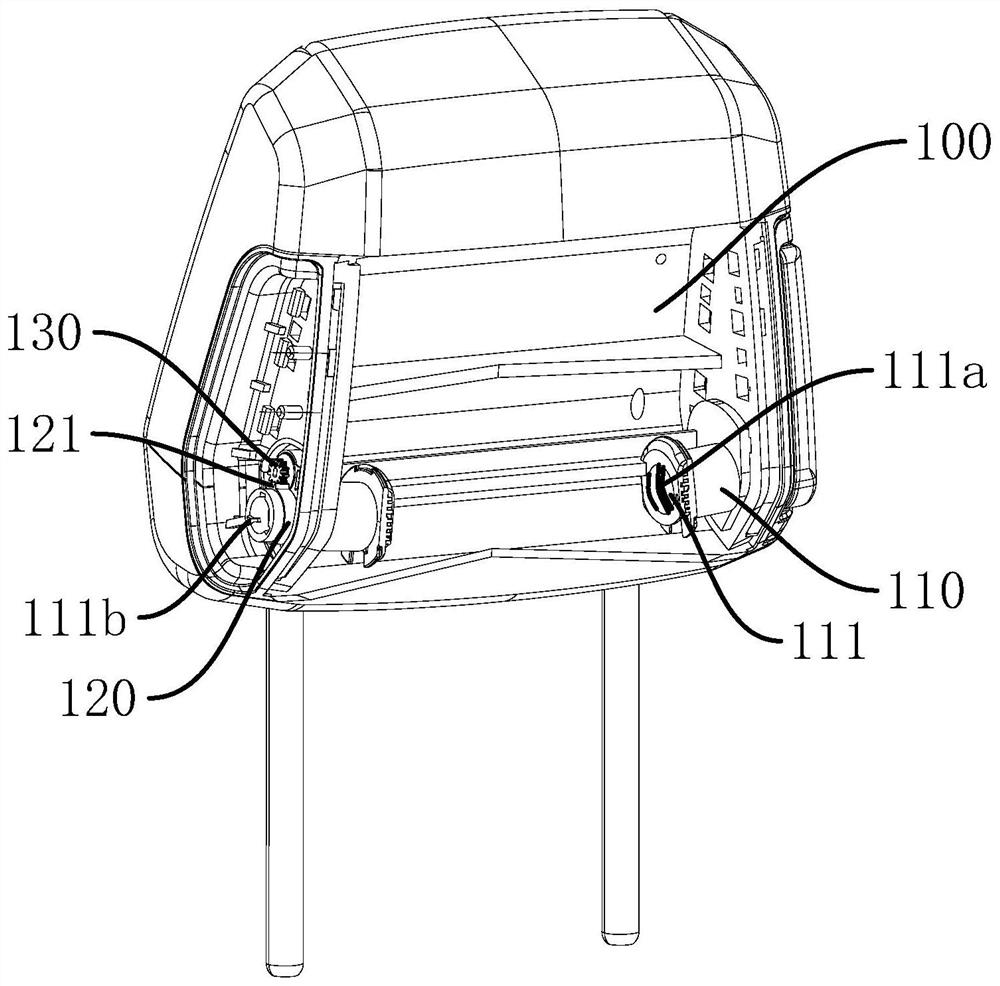 Headrest with turnover sound boxes on two sides