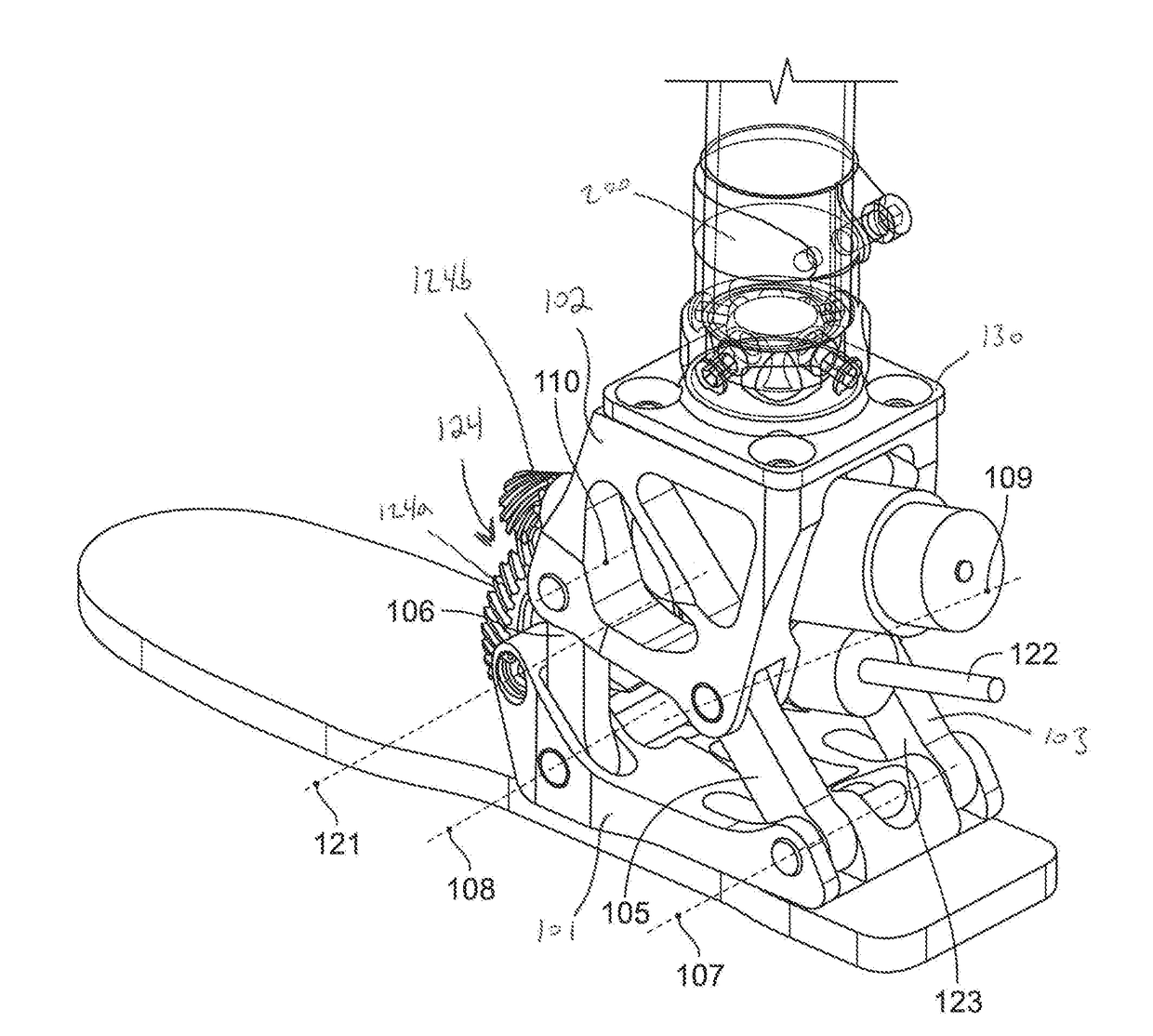 Polycentric powered ankle prosthesis