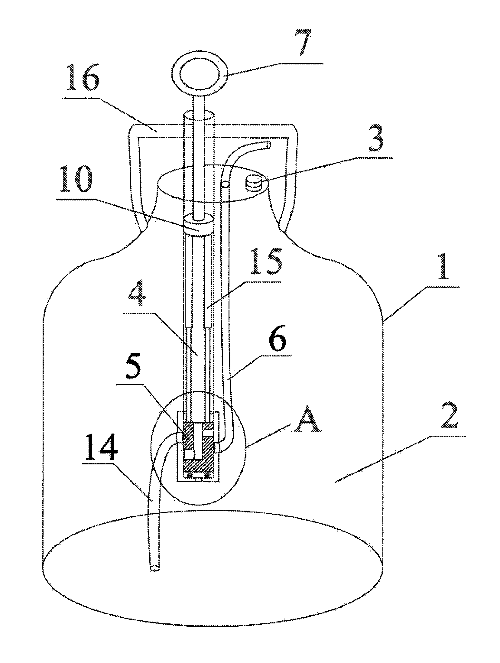 Self-measuring container and method for removing content therein