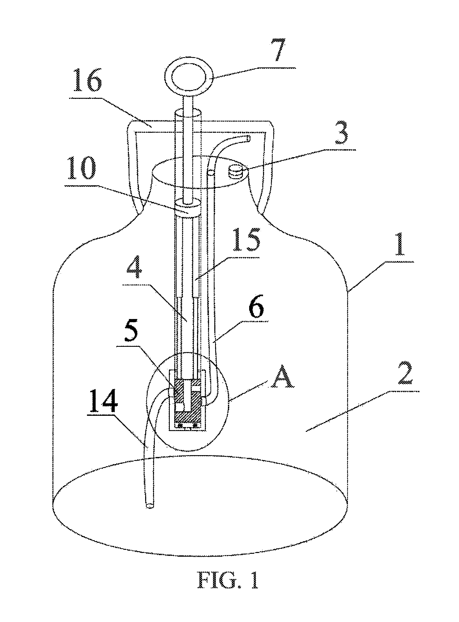 Self-measuring container and method for removing content therein