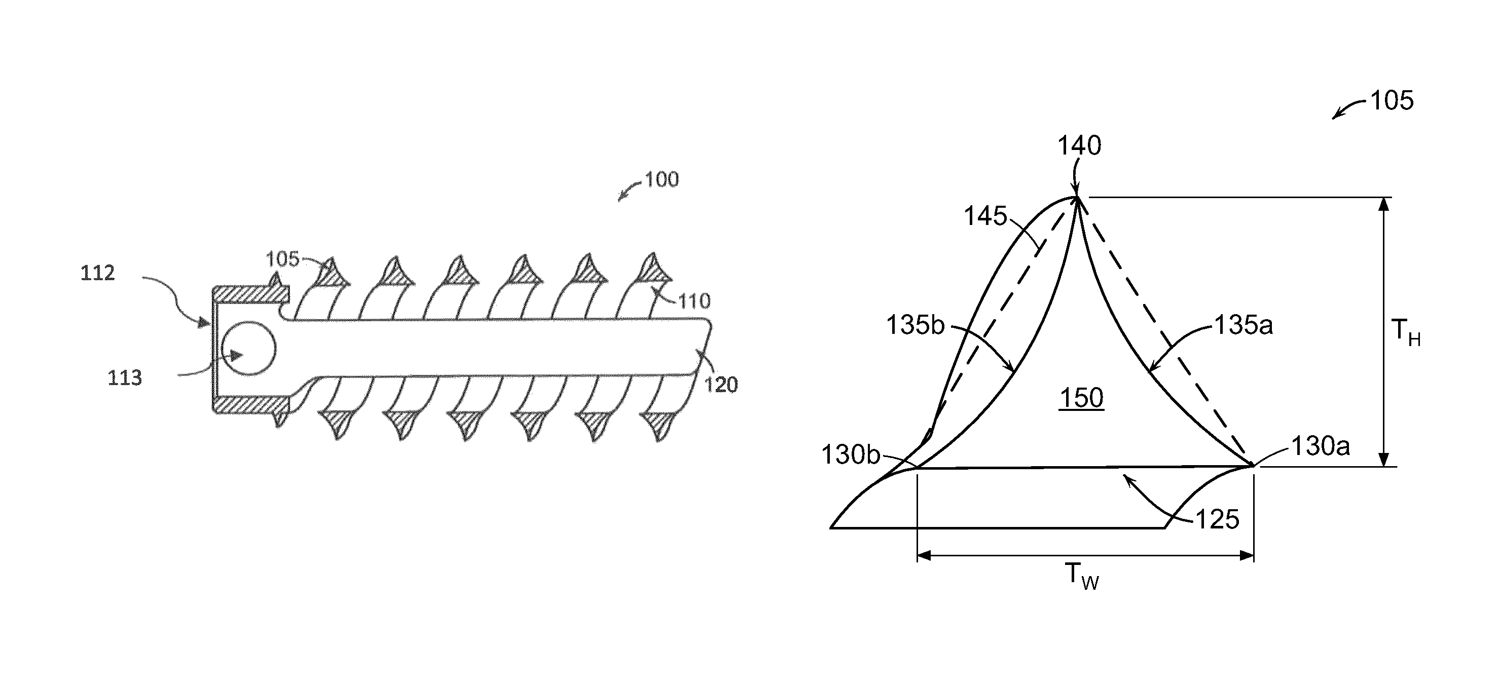 Reduced area thread profile for an open architecture anchor