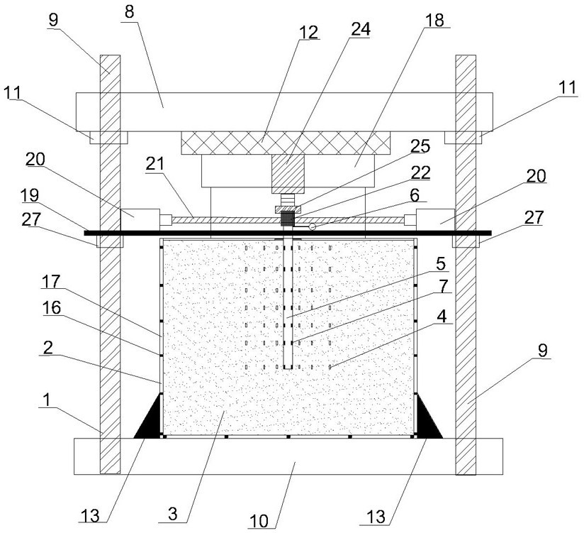 Pile-soil interaction indoor test device under action of combined cyclic load and installation method