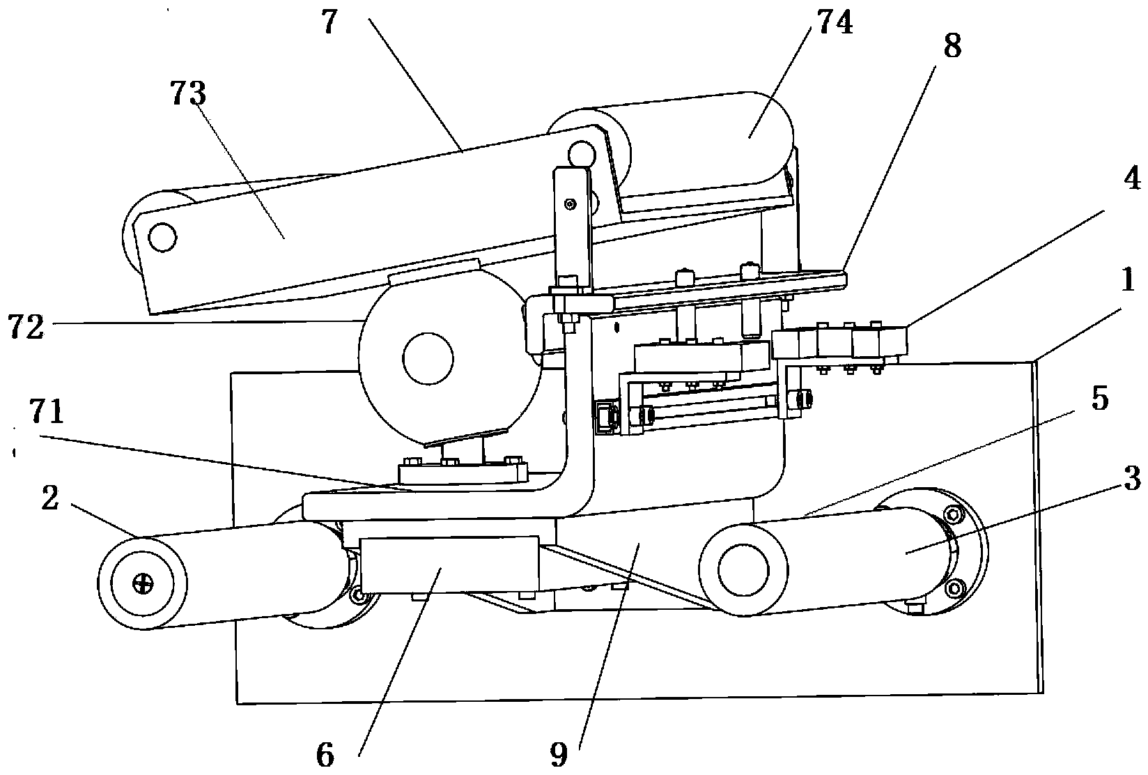 Film conveying deviation-rectifying device combining tension control