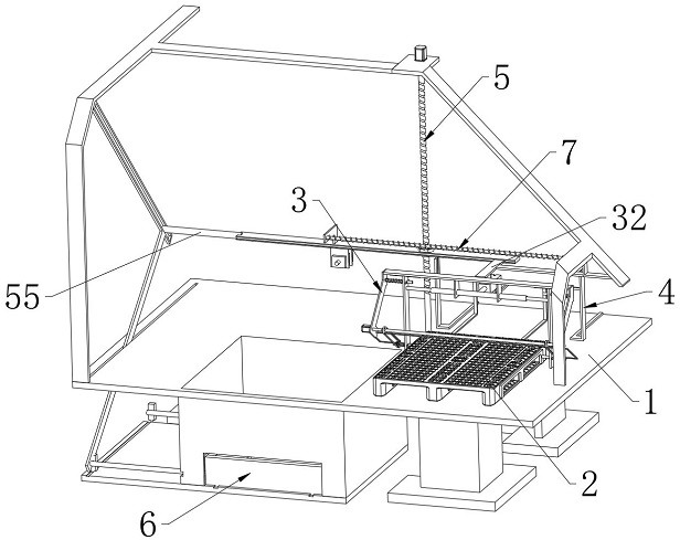 A plastic tray drop test device