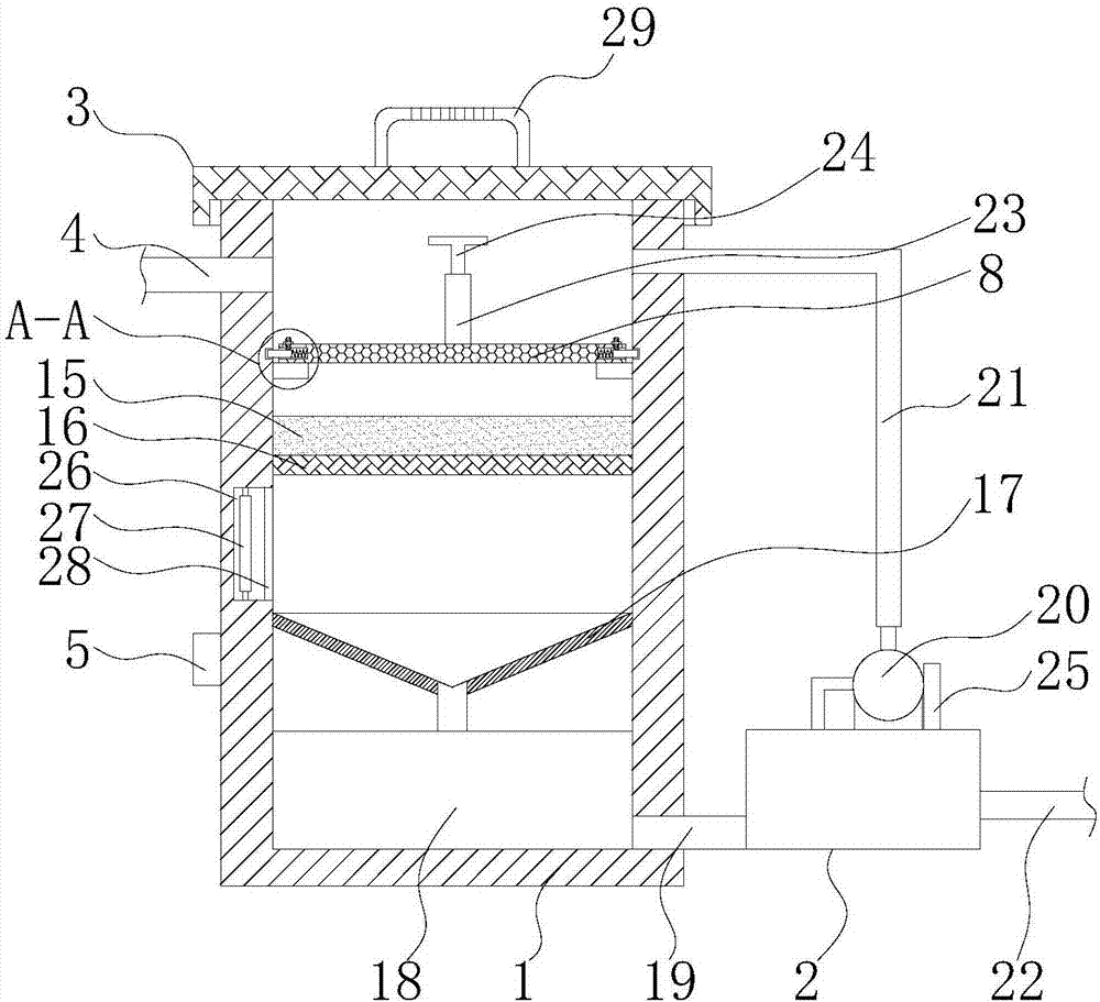 Sewage treatment device with good filtering effect