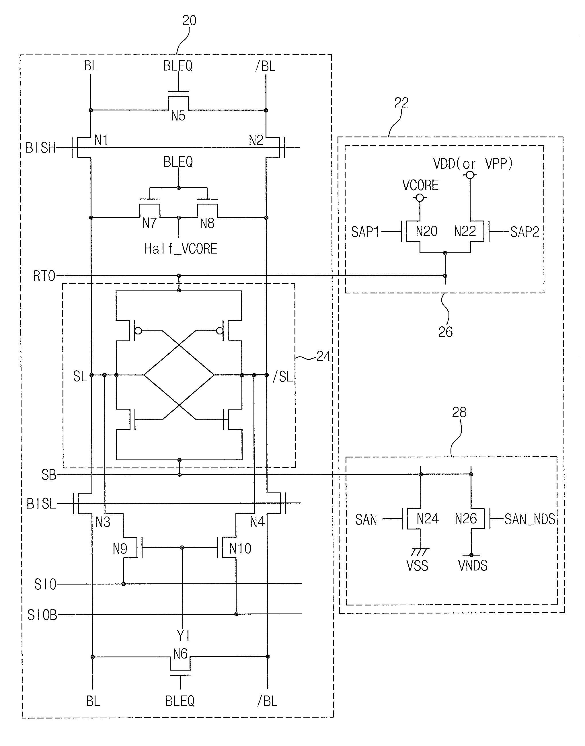 Sense amplifier and driving method thereof, and semiconductor memory device having the sense amplifier