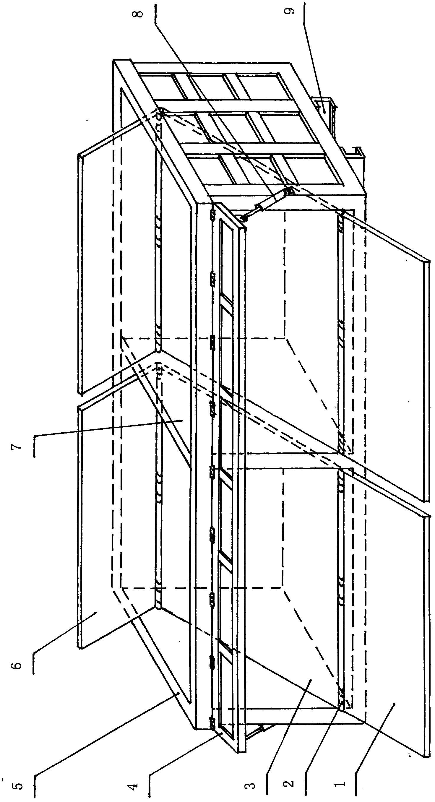 Bidirectional rollover-type dumper box with linked bottom plate and side plates