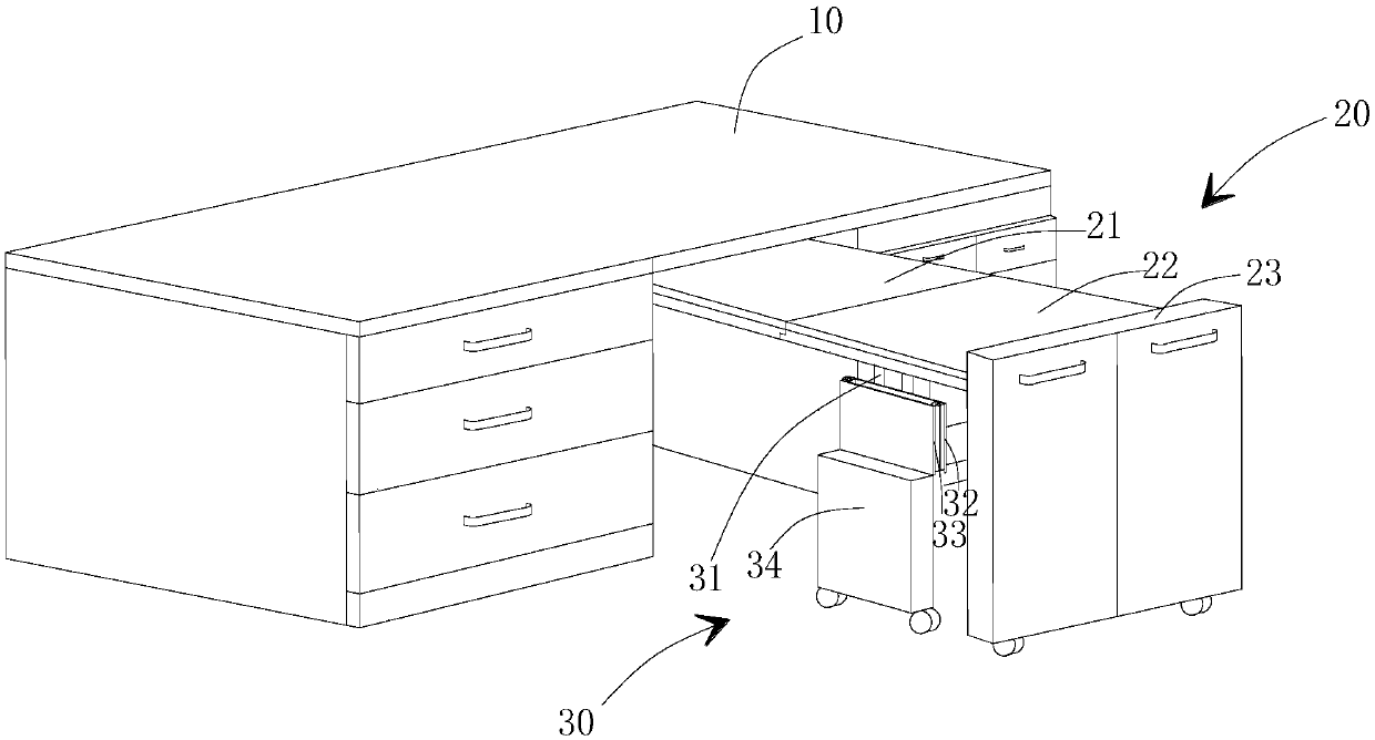 Cabinet with table and chair