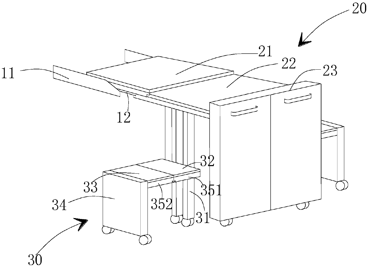 Cabinet with table and chair