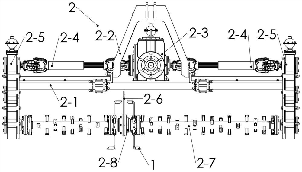 Supporting seat between rotary tillage shafts and rotary cultivator