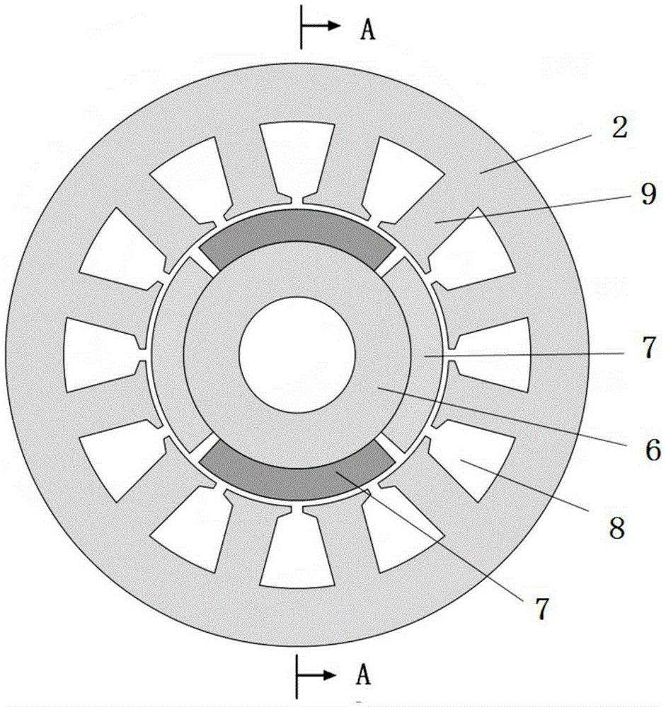 Motor for reducing polar-frequency radial electromagnetic exciting force and slot-frequency radial electromagnetic exciting force