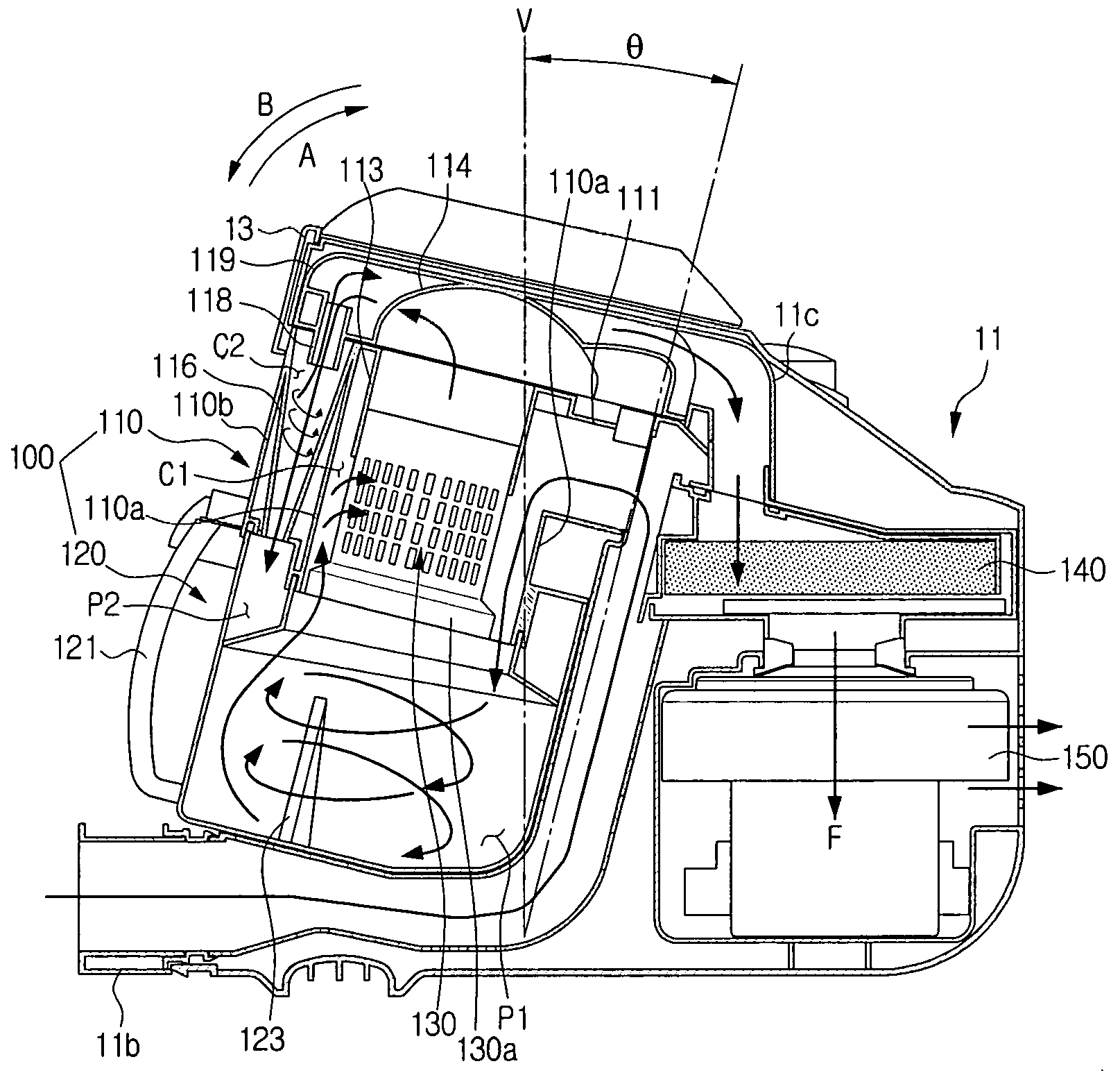 Vacuum cleaner having a cyclone dust collecting apparatus