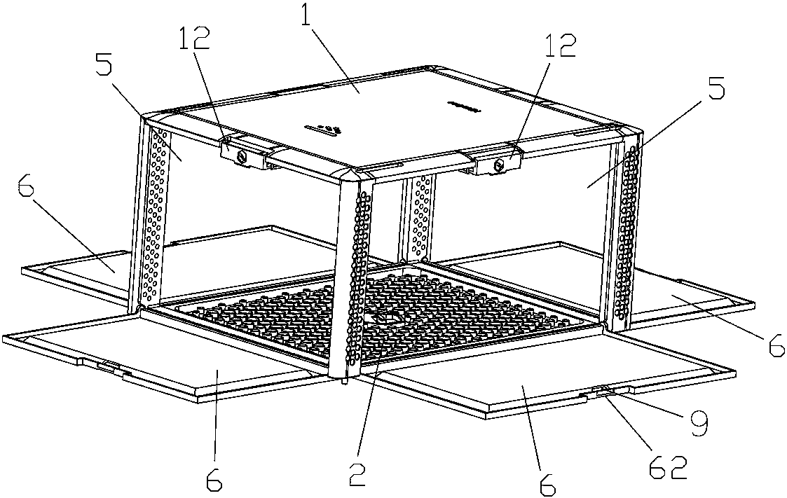 Detachable four-opened-door storage box