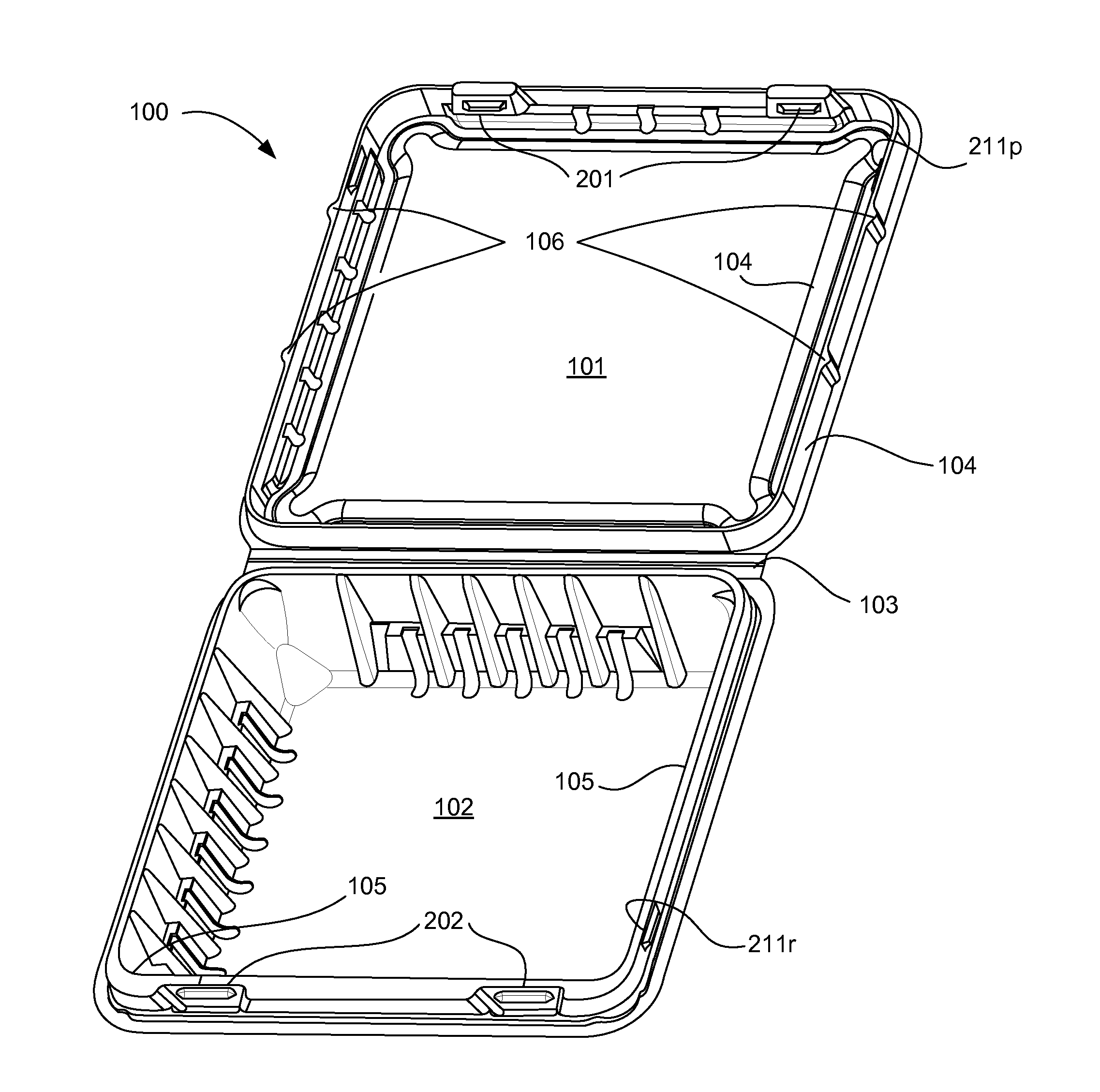 Damage resistant container and locking feature