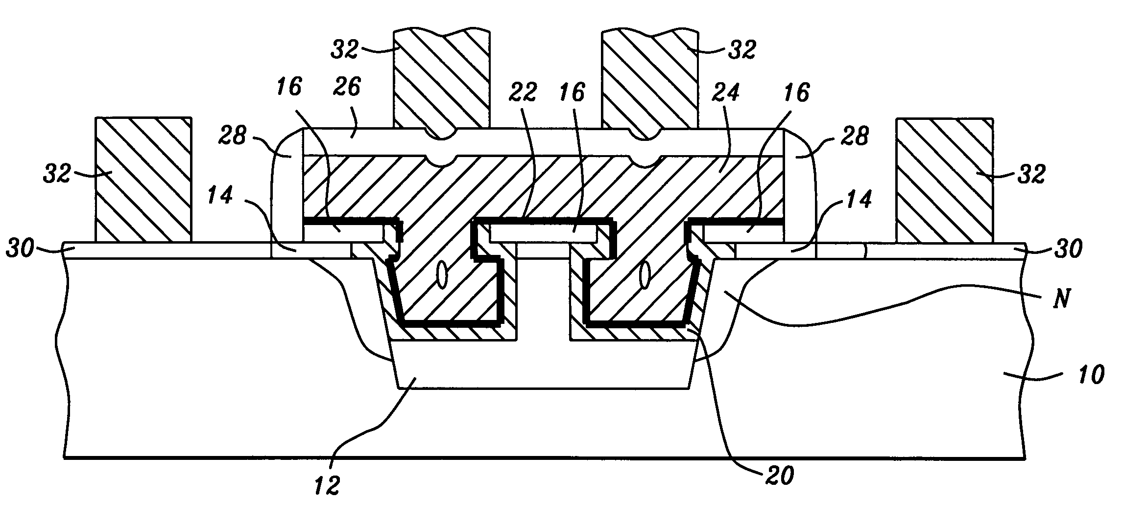 Random access memory (RAM) capacitor in shallow trench isolation with improved electrical isolation to overlying gate electrodes