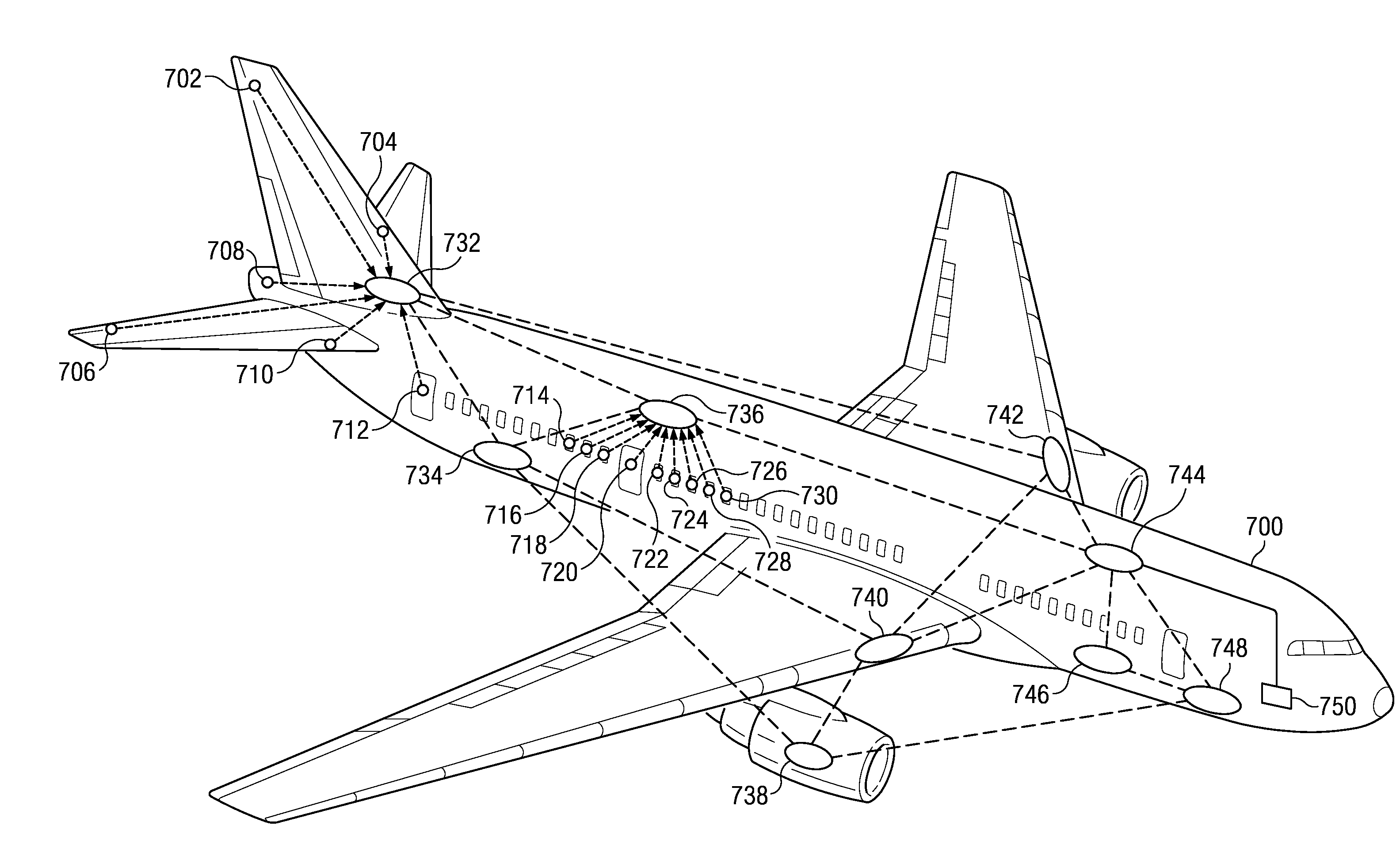 Wireless aircraft sensor network