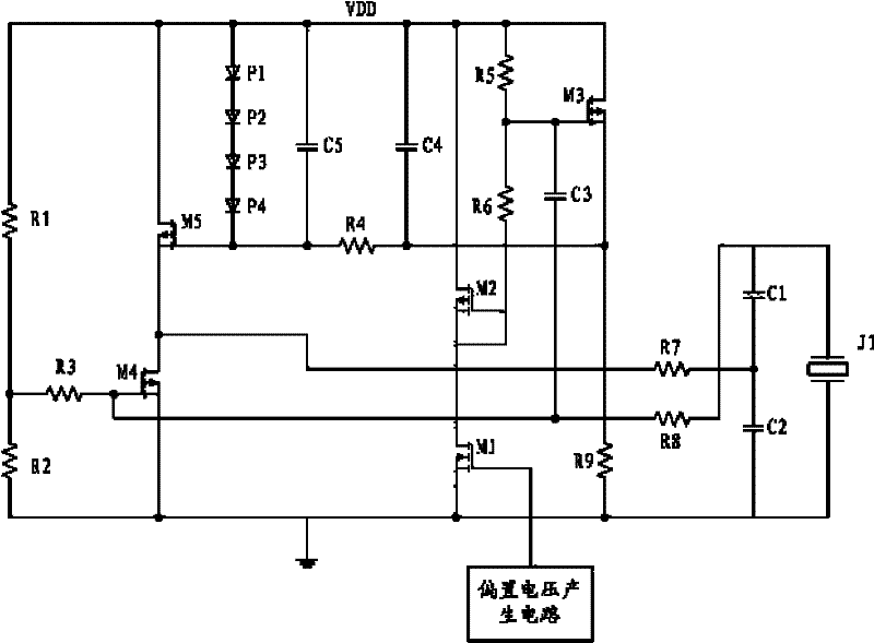 Main circuit of quartz crystal oscillator