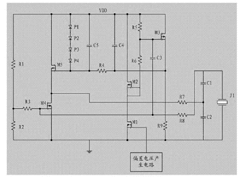 Main circuit of quartz crystal oscillator