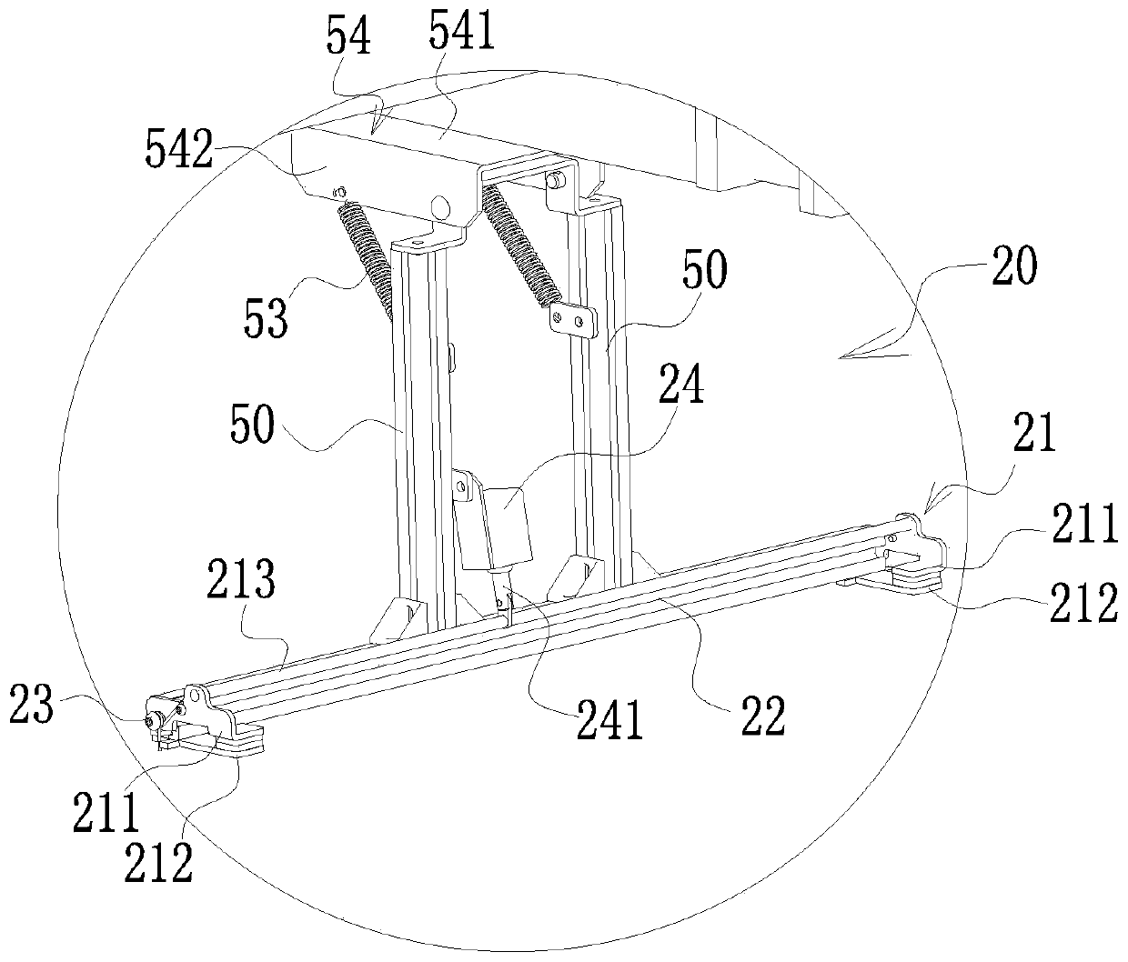 Light and thin material conveying and stacking mechanism