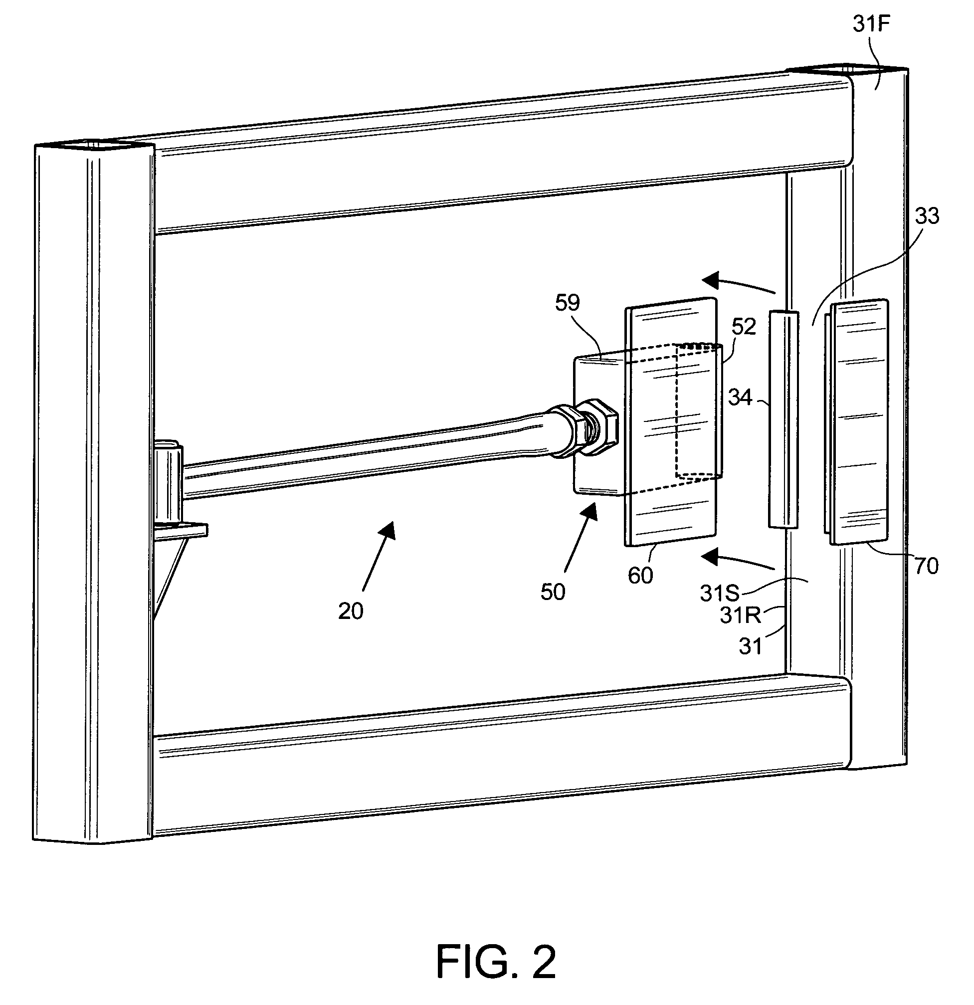 Training device for simulating the response of a locked door to the application of a blunt force