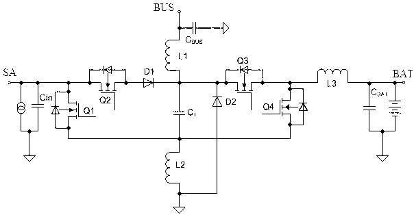 Three-port DC-DC (direct current) converter topology circuit