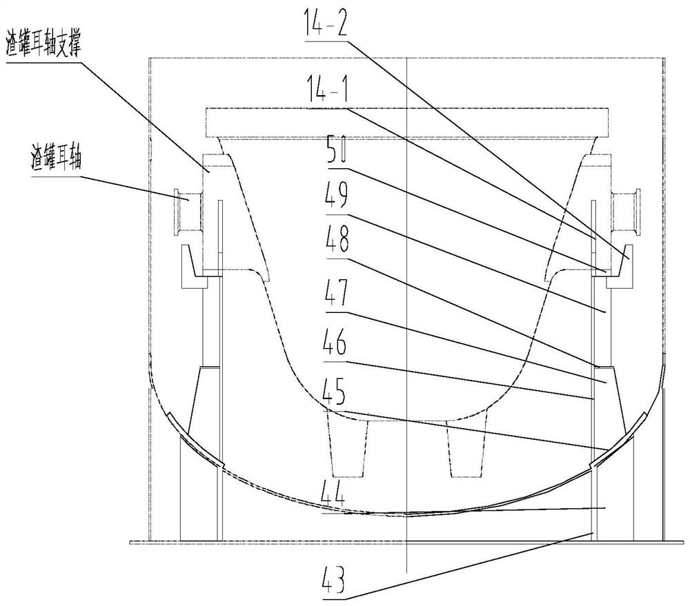 Slag pot support for large-diameter vertical steel slag pressurized hot disintegrating pot