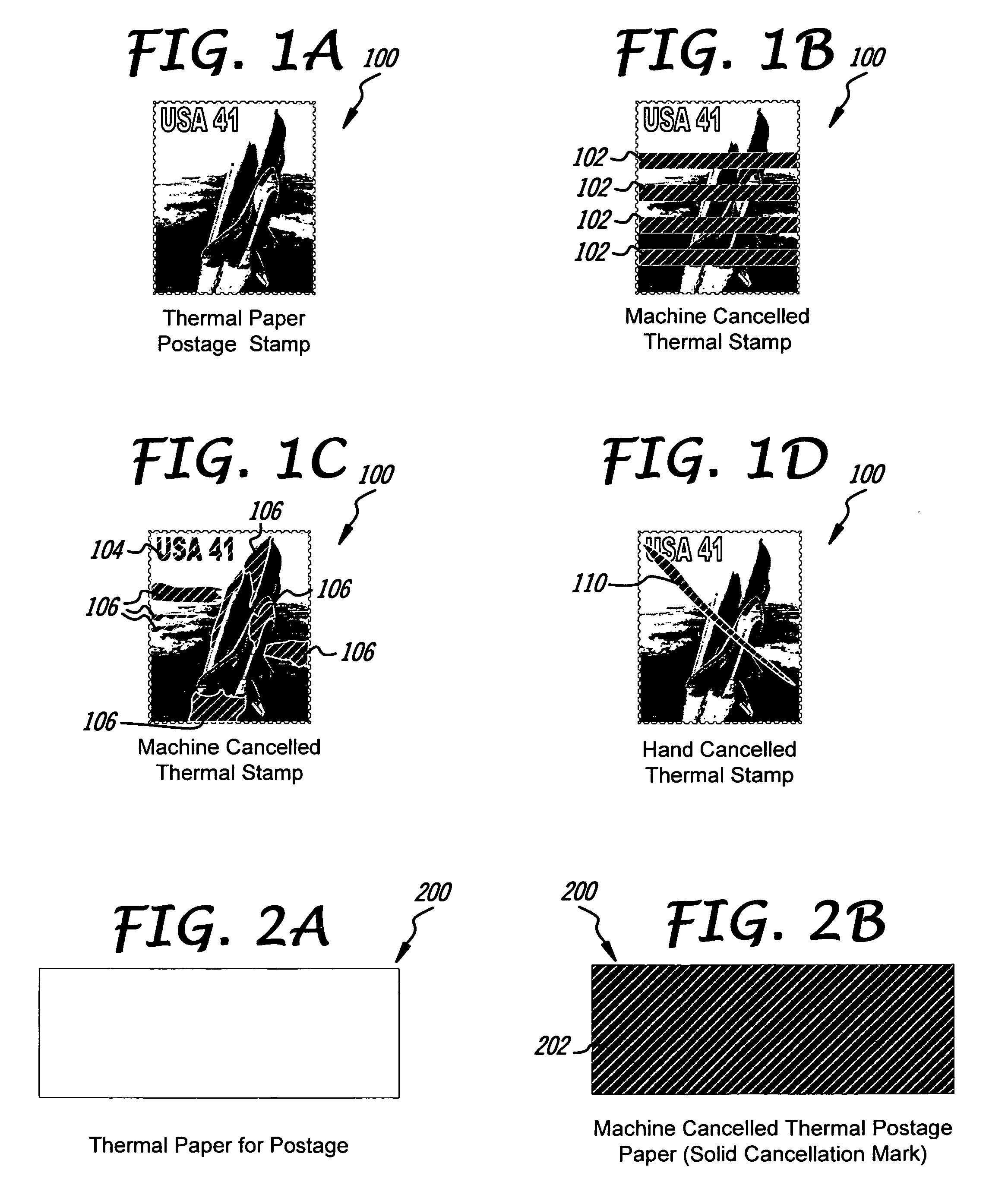 Stamp, envelope and meter in sticking, printing and cancelling