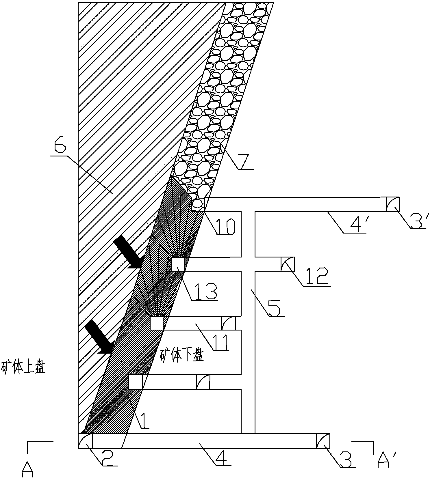 Horizontal transport haulageway for mid-deep and deep mining