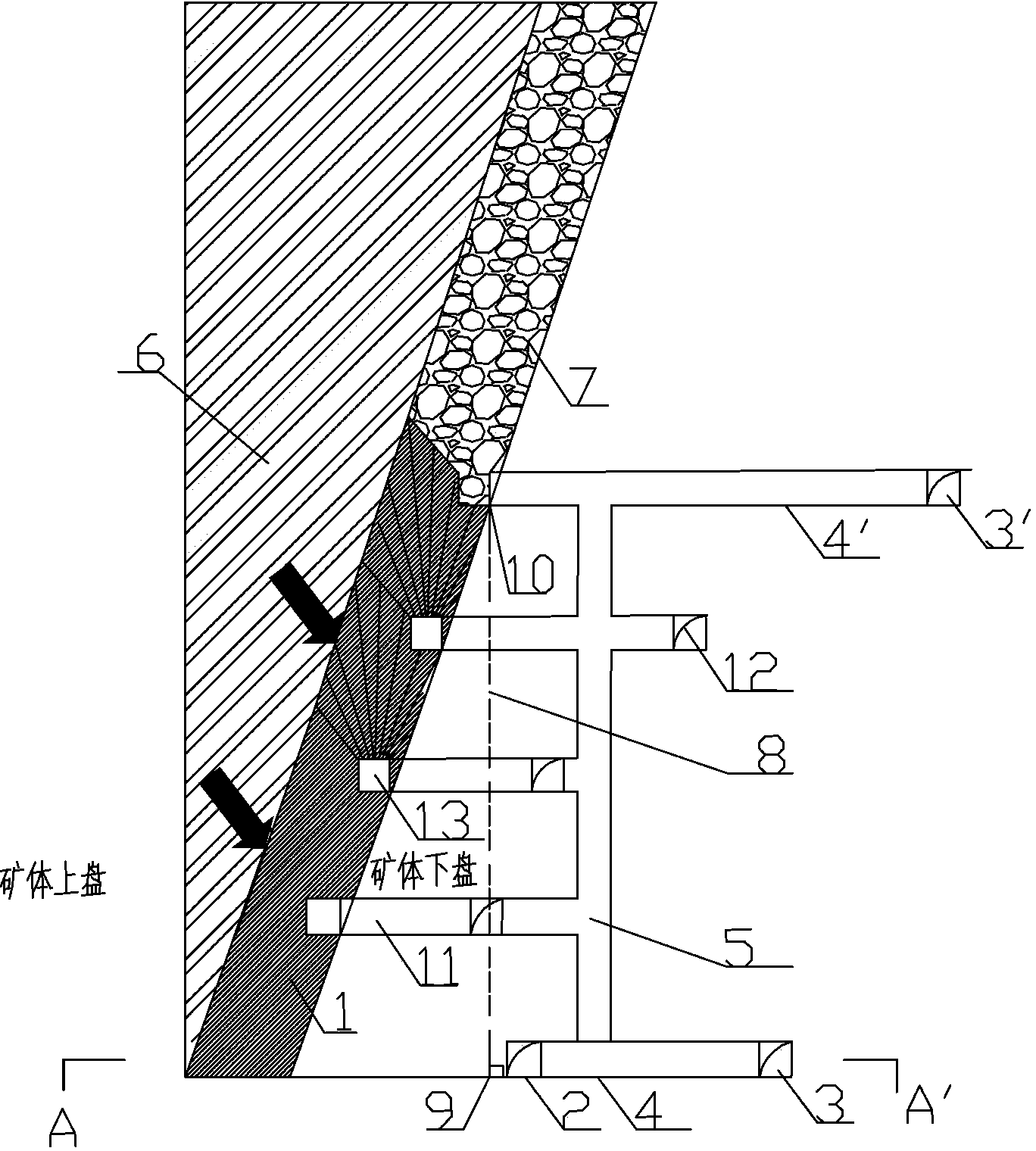 Horizontal transport haulageway for mid-deep and deep mining