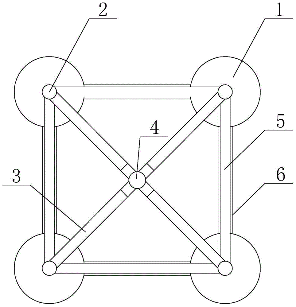 Four-cylindrical foundation combined foundation structure system with support