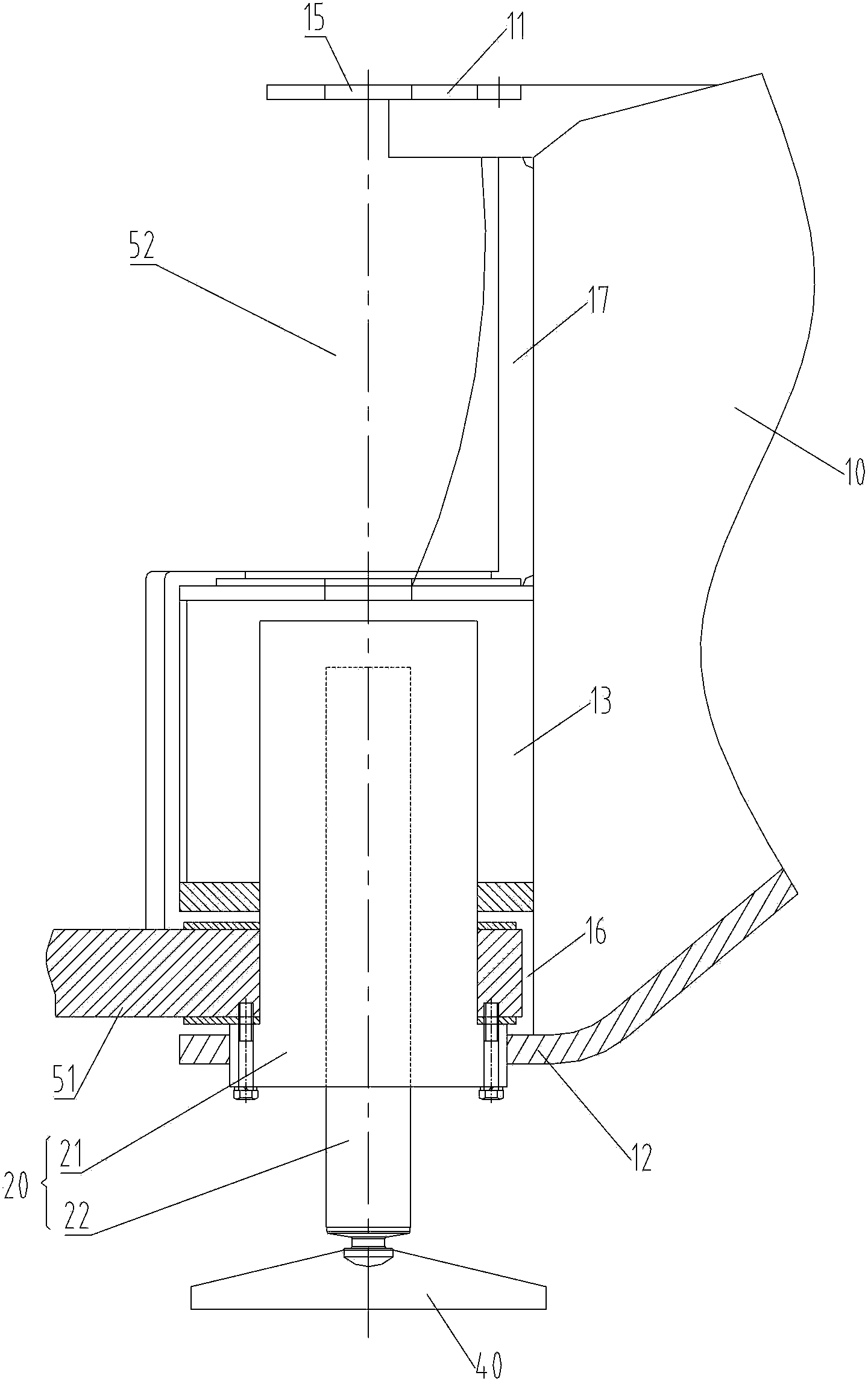 Support structure of vehicle frame and engineering facility