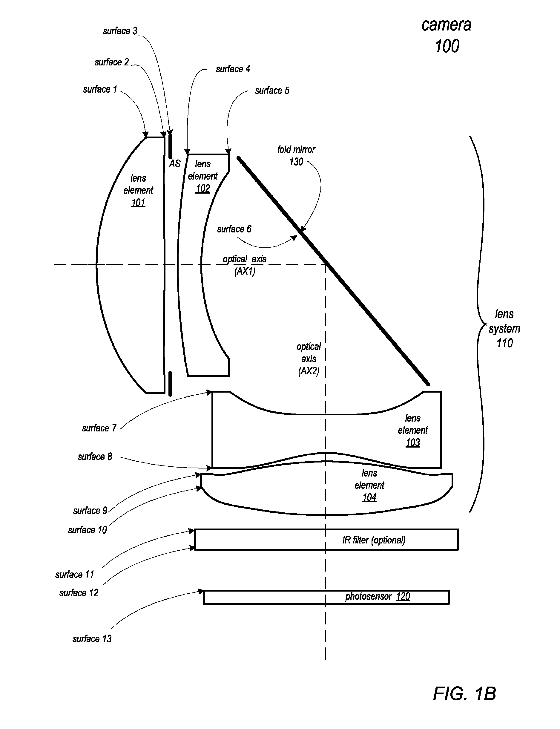 Folded telephoto camera lens system