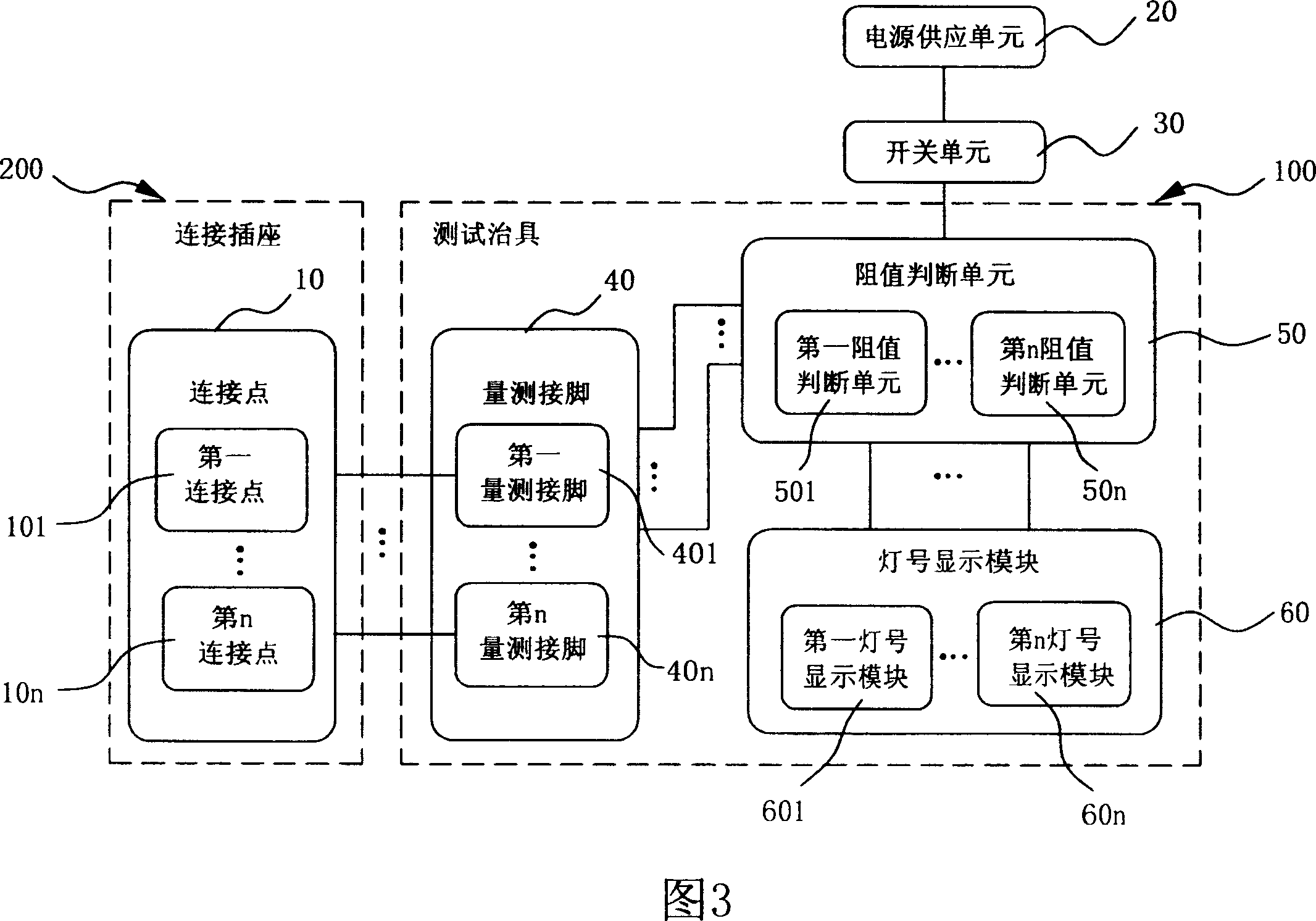 Test set of electronic component connection socket