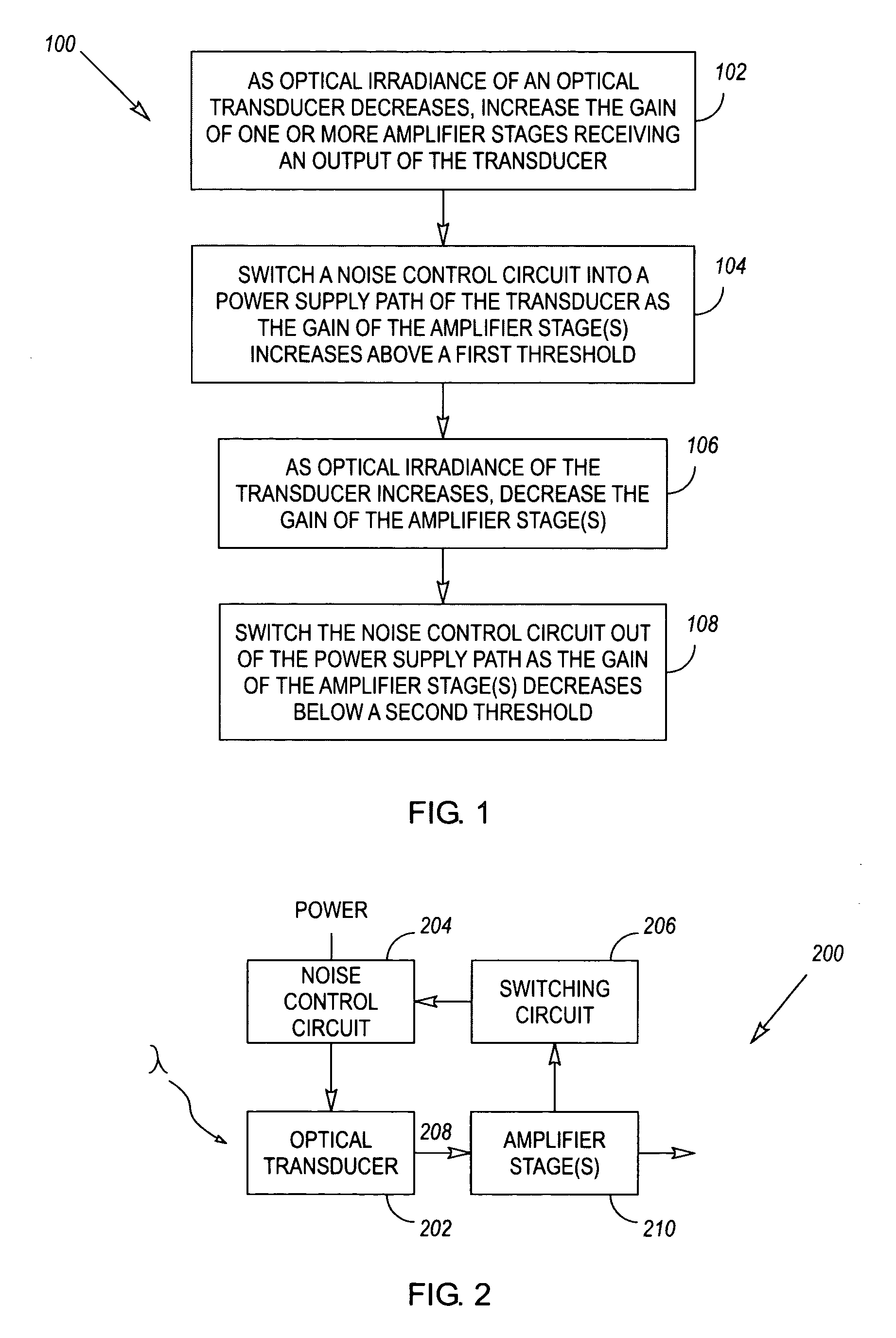 Variable noise control for an optical transducer