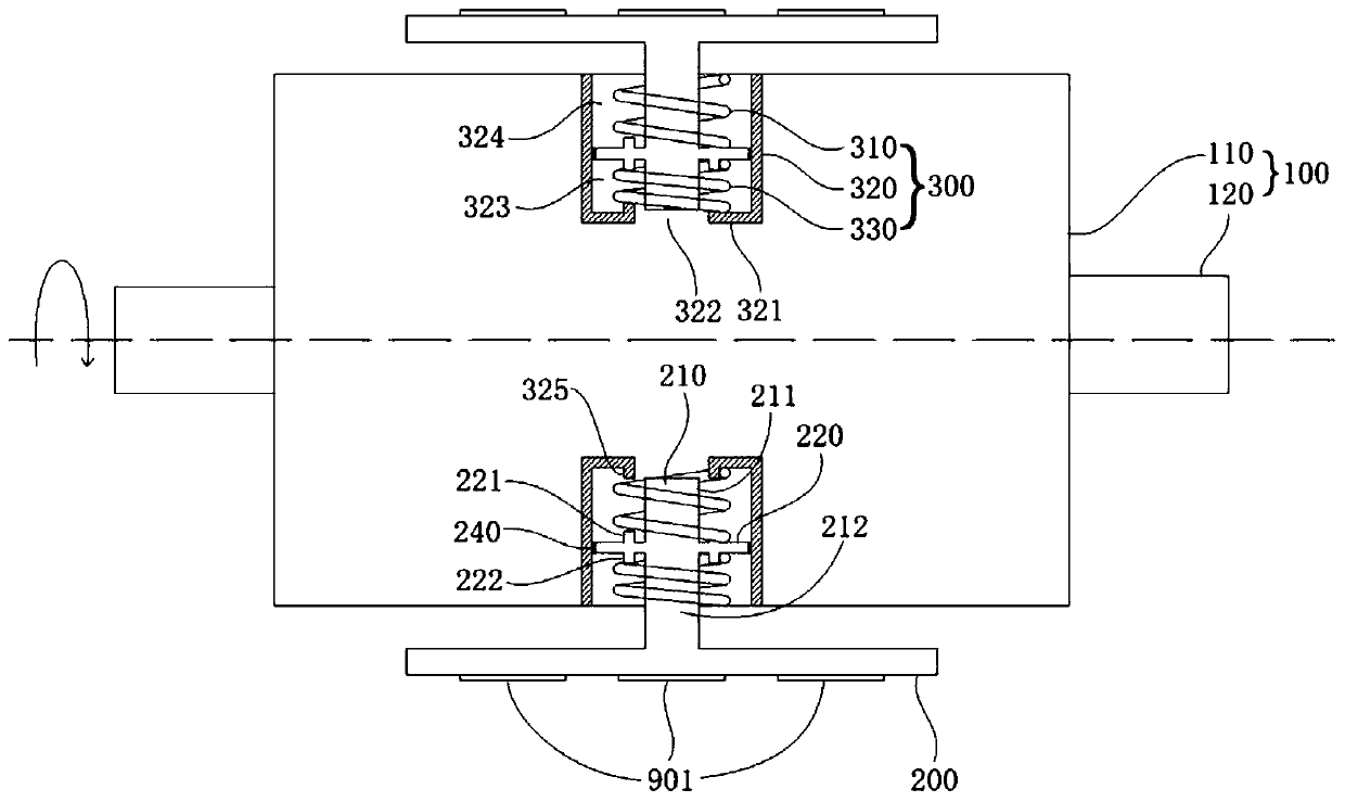 Light sweeping turning device with vibration isolation and glass sweeping machine