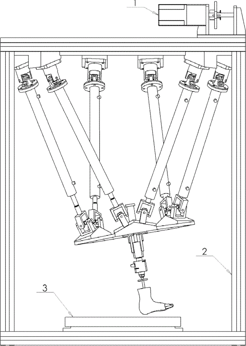 Parallel experimental device for six-degree-of-freedom gait simulation